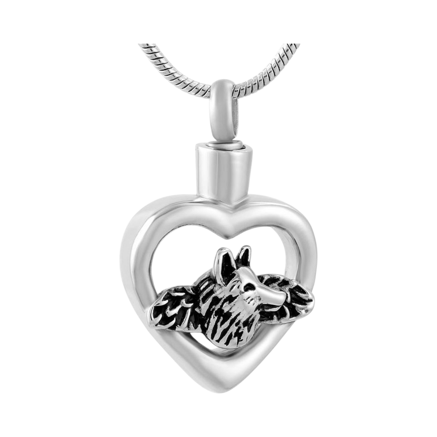 Pendentif cœur chien ailé – couleur argent