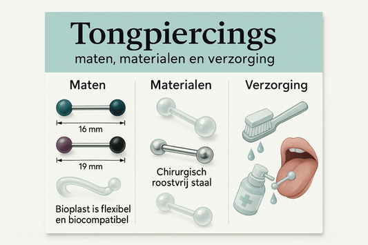 Tongpiercings: maten, materialen en verzorging