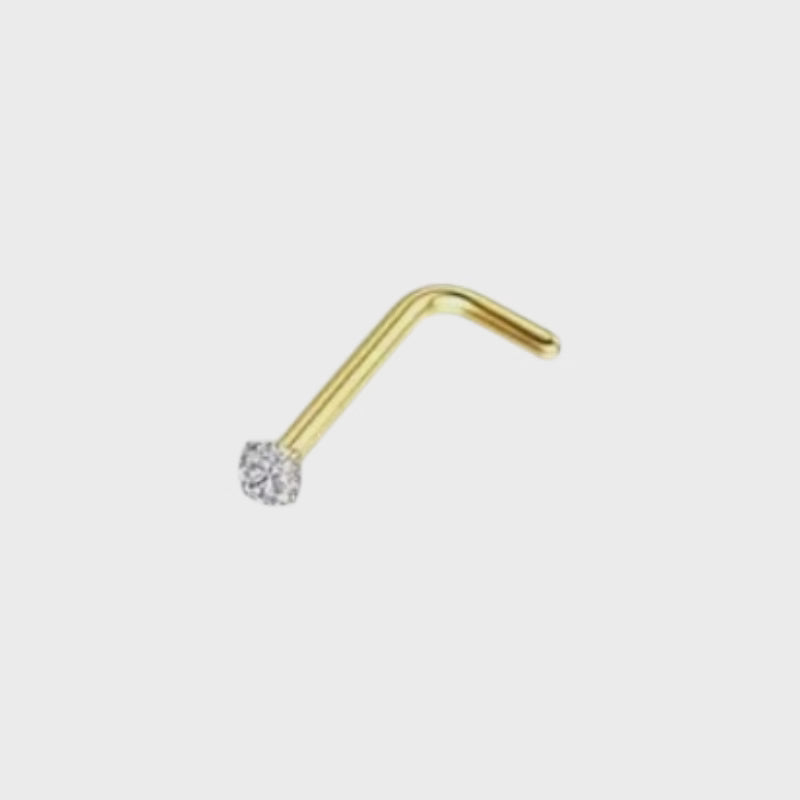 Gold-colored Nose Piercing Transparent Zirconia – L-Bar