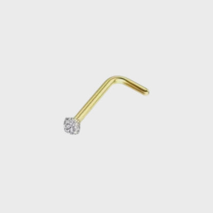 Gold-colored Nose Piercing Transparent Zirconia – L-Bar