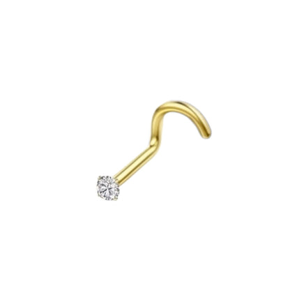 Goudkleurige Neuspiercing Transparante Zirkonia – S-Staafje