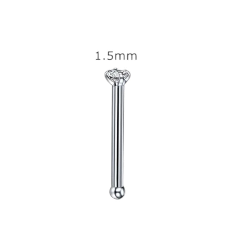 Straight Steel Nose Piercing with Round Zirconia