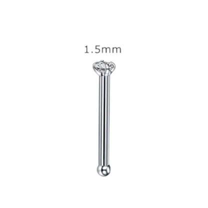 Straight Steel Nose Piercing with Round Zirconia