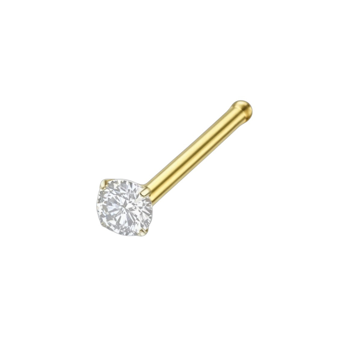 Gold-Colored Nose Piercing Transparent Zirconia – Straight Bar 1.5mm 2mm 2.5mm 3mm