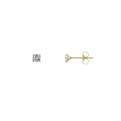 Steel Gold-Colored Square Earrings Transparent