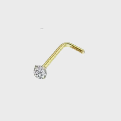 Gold-colored Nose Piercing Transparent Zirconia – L-Bar