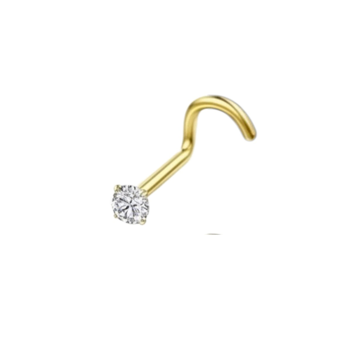 Goudkleurige Neuspiercing Transparante Zirkonia – S-Staafje