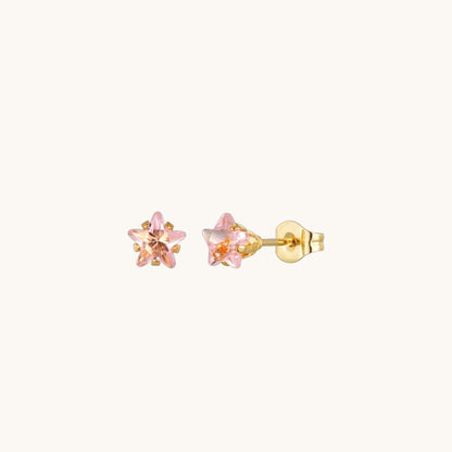 Boucles d'oreilles étoile dorées avec zircon rose en acier inoxydable