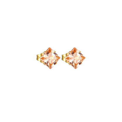 Boucles d'oreilles carrées couleur or avec zircone champagne