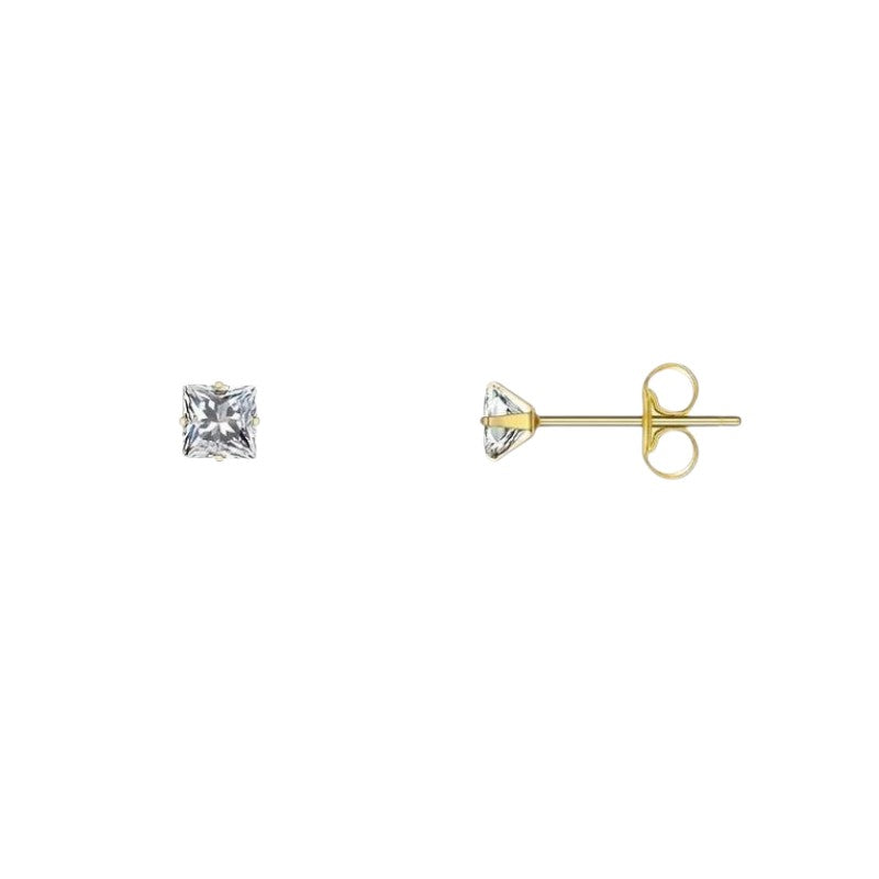 Steel Gold-Colored Square Earrings Transparent