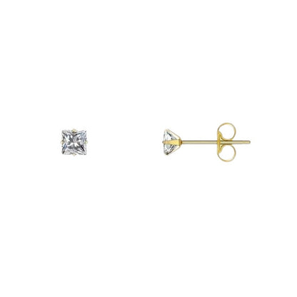 Steel Gold-Colored Square Earrings Transparent