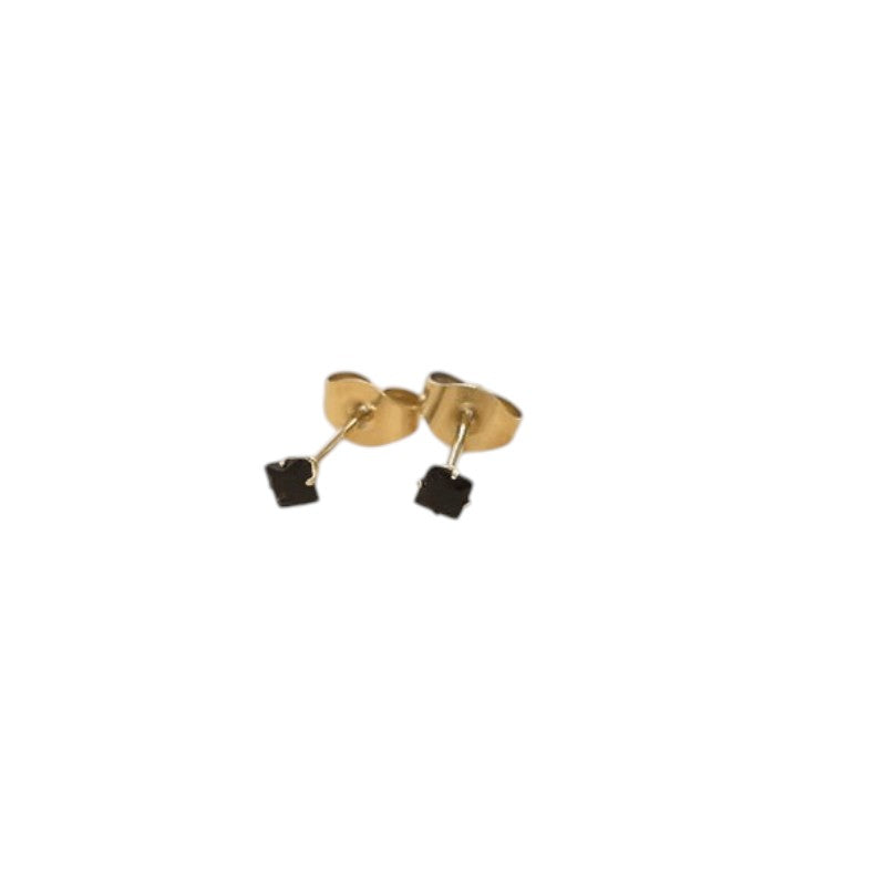 Boucles d'oreilles carrées en acier inoxydable avec zircon noir