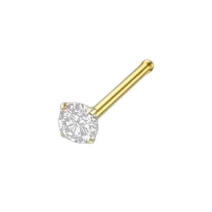Gold-Colored Nose Piercing Transparent Zirconia – Straight Bar 1.5mm 2mm 2.5mm 3mm
