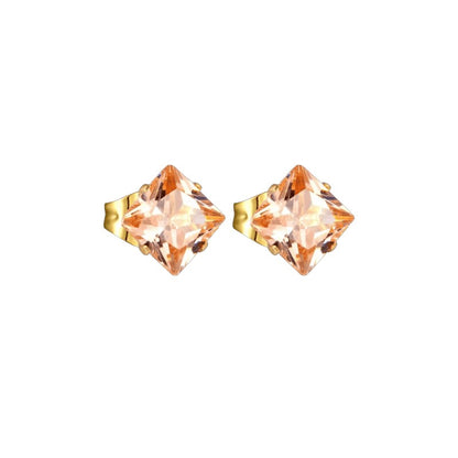 Boucles d'oreilles carrées couleur or avec zircone champagne