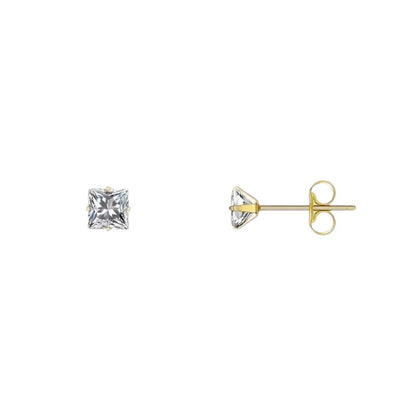 Steel Gold-Colored Square Earrings Transparent