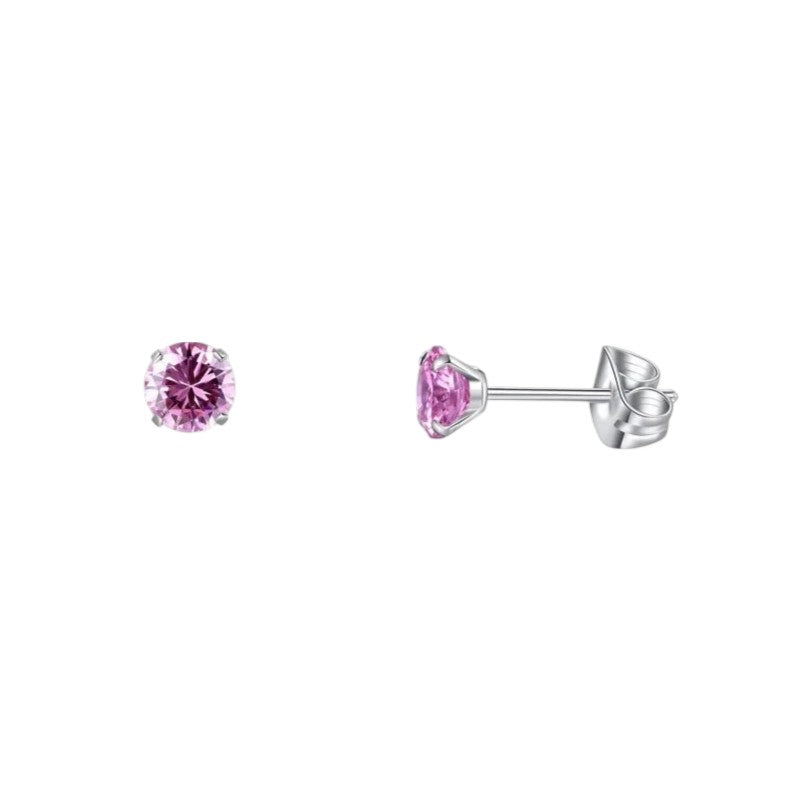 Titanium Earrings With Pink Zirconia
