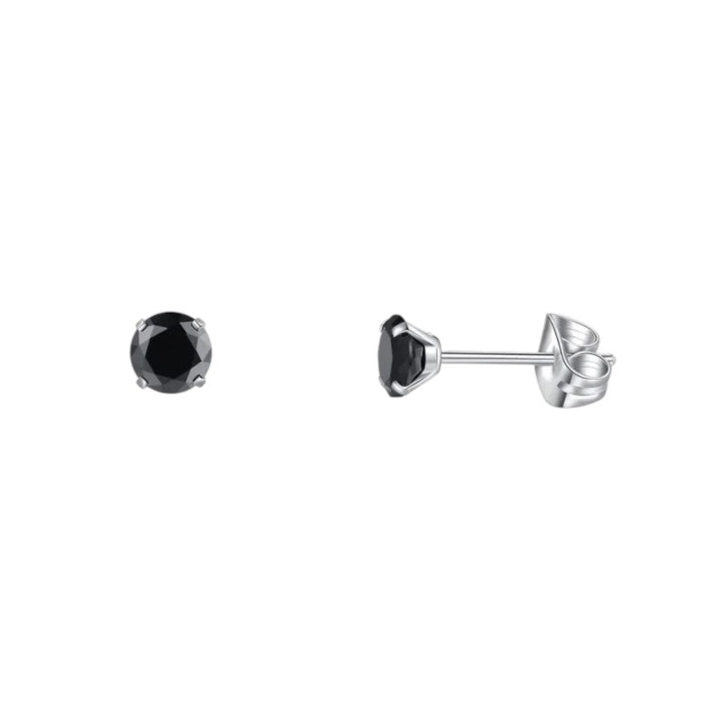 Boucles d'oreilles en titane avec zircon noir