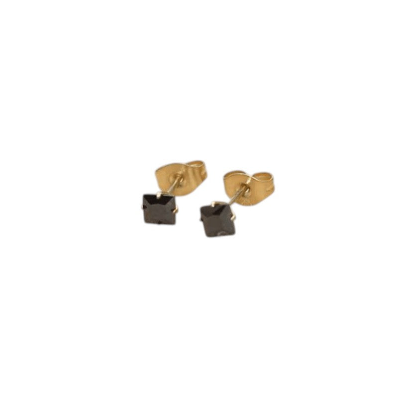 Boucles d'oreilles carrées en acier inoxydable avec zircon noir