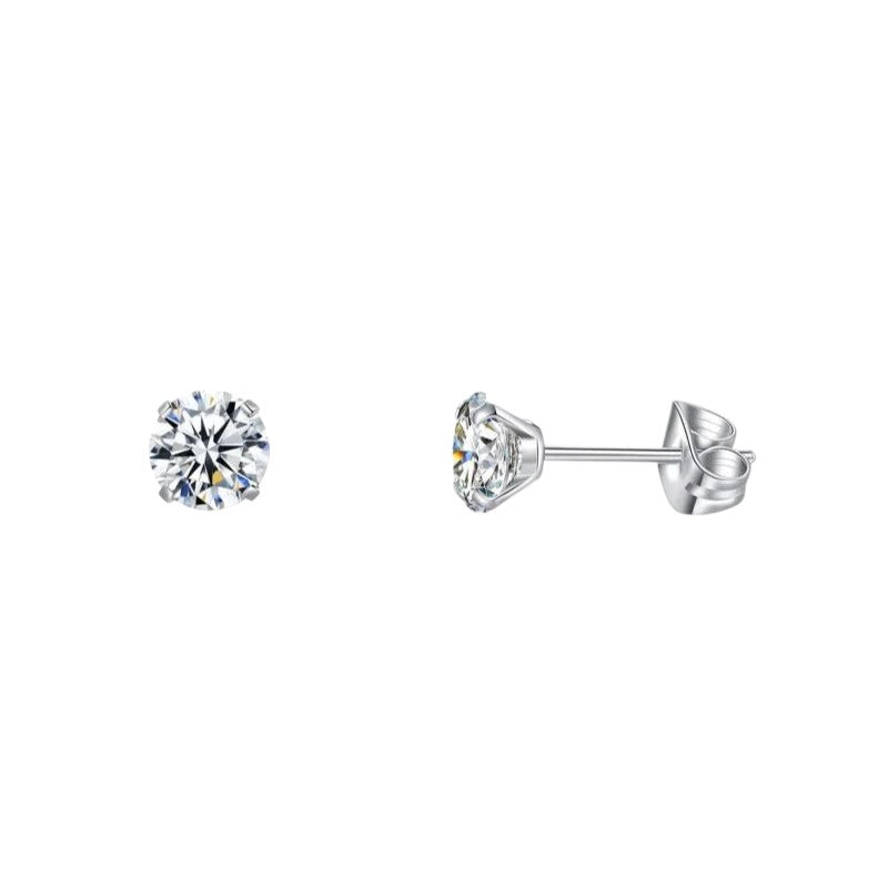 Elegant Titanium Earrings With Transparent Zirconia