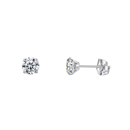 Elegant Titanium Earrings With Transparent Zirconia