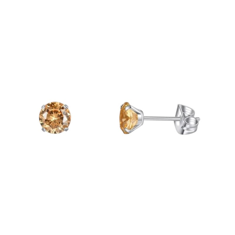 Titanium earrings champagne zirconia