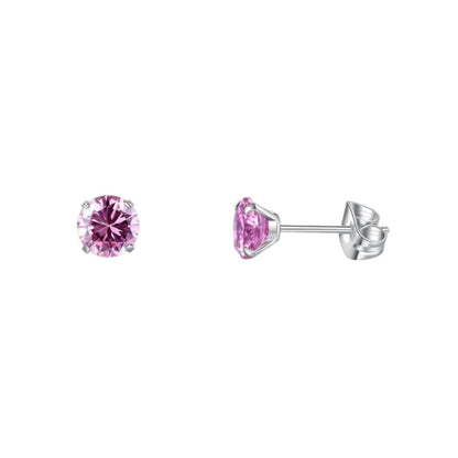 Titanium Earrings With Pink Zirconia