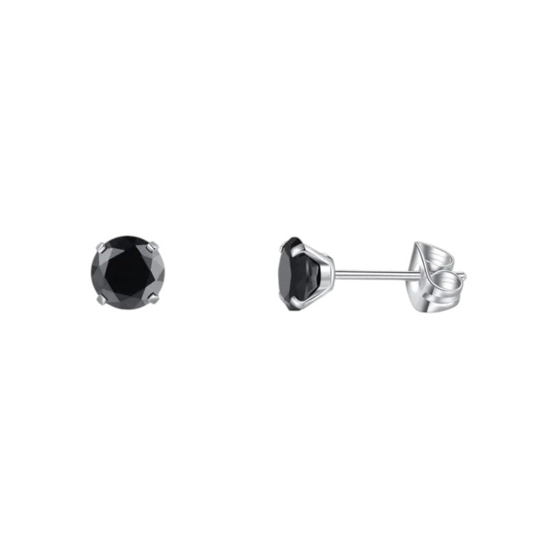 Boucles d'oreilles en titane avec zircon noir