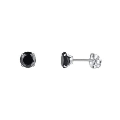 Boucles d'oreilles en titane avec zircon noir