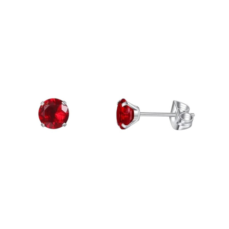 Titanium earrings zirconia red