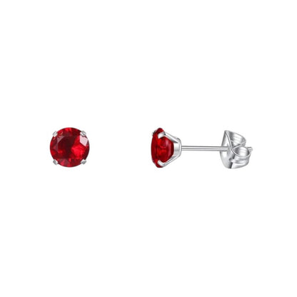 Titanium earrings zirconia red