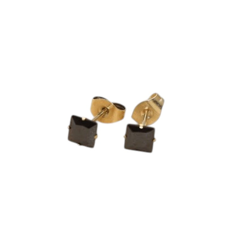 Boucles d'oreilles carrées en acier inoxydable avec zircon noir