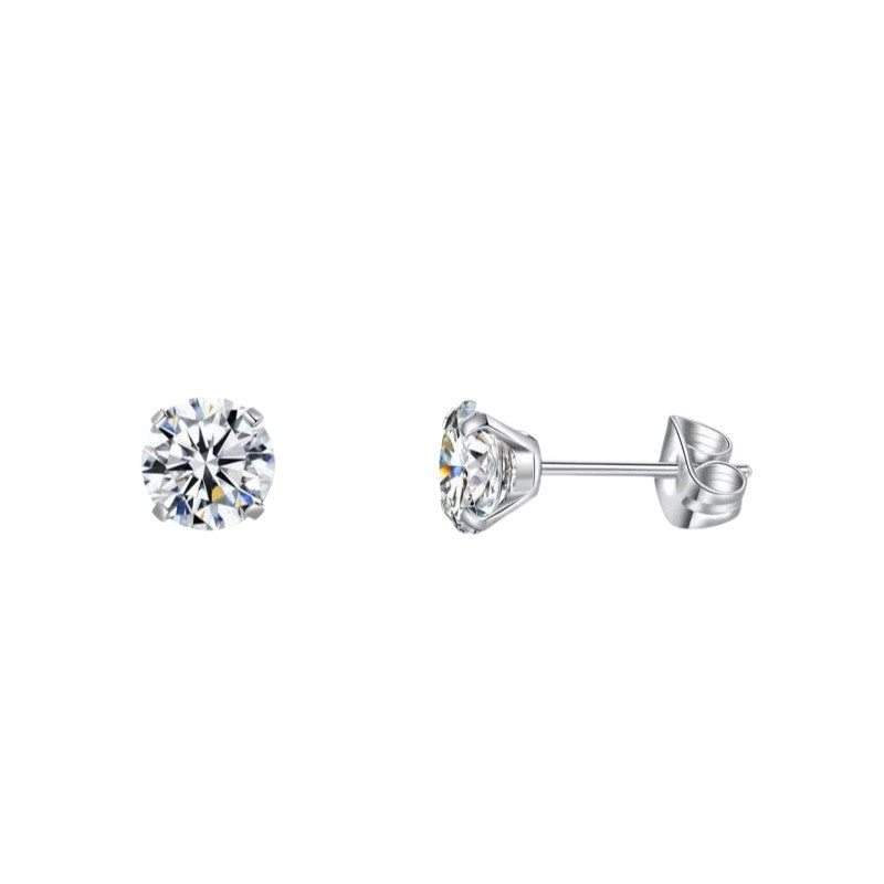 Elegant Titanium Earrings With Transparent Zirconia