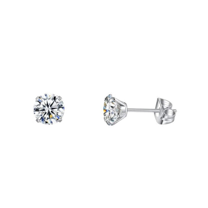 Elegant Titanium Earrings With Transparent Zirconia