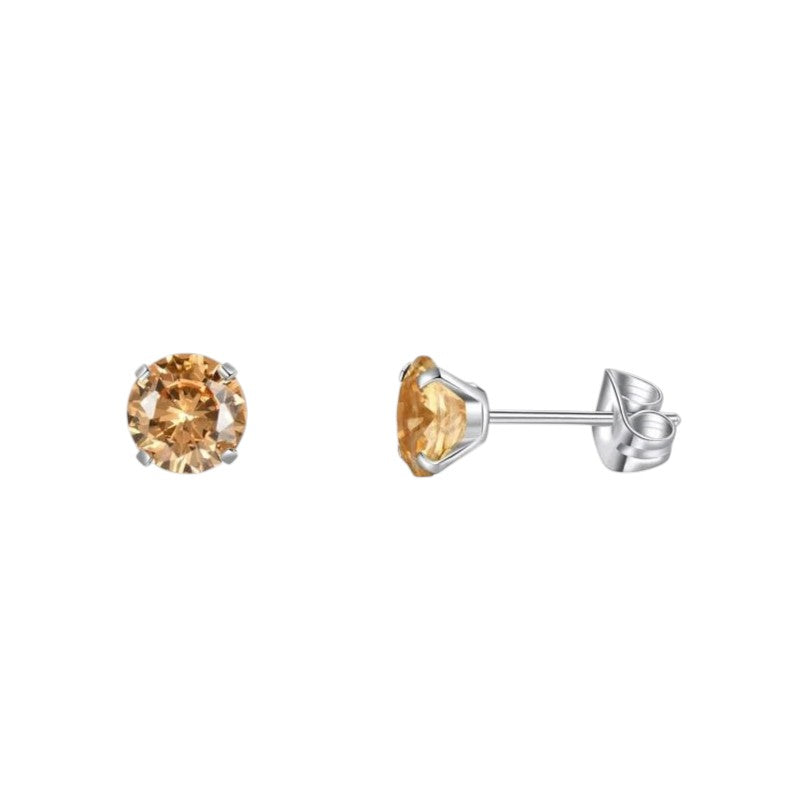 Titanium earrings champagne zirconia