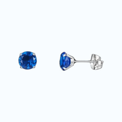 Titanium Earrings with Dark Blue Zirconia