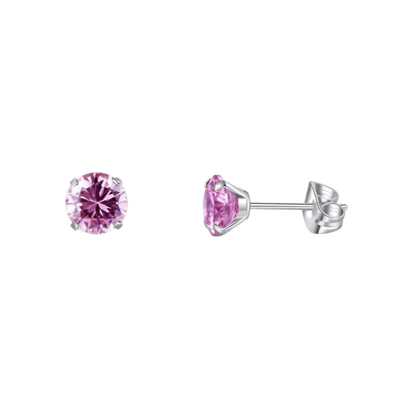 Titanium Earrings With Pink Zirconia