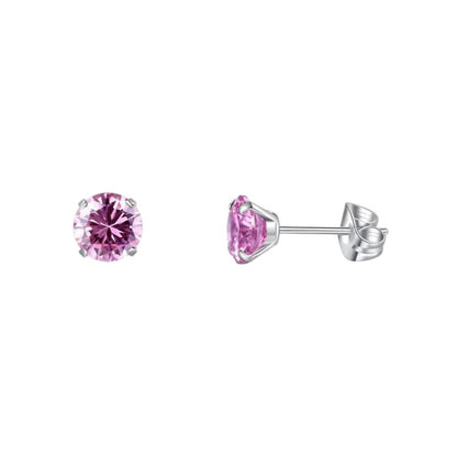 Titanium Earrings With Pink Zirconia