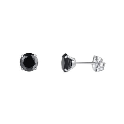 Boucles d'oreilles en titane avec zircon noir
