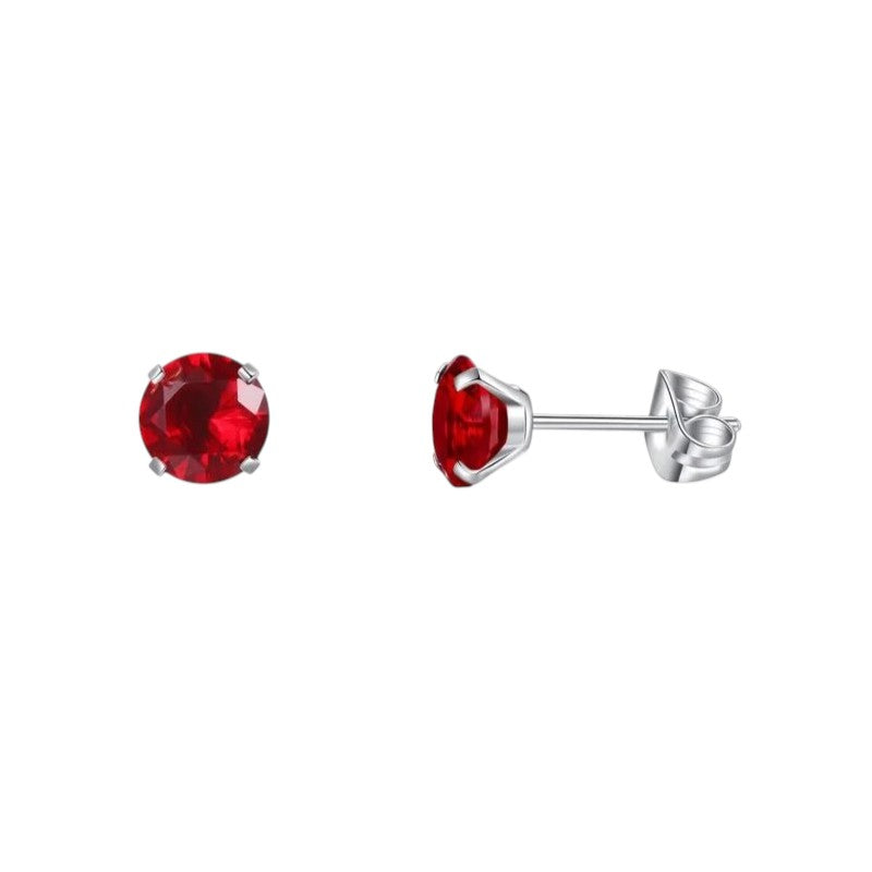 Titanium earrings zirconia red