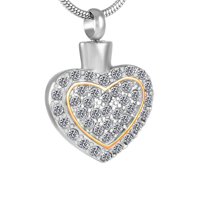 Sparkling heart ash jewelry steel with crystal