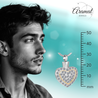 Sparkling heart ash jewelry steel with crystal