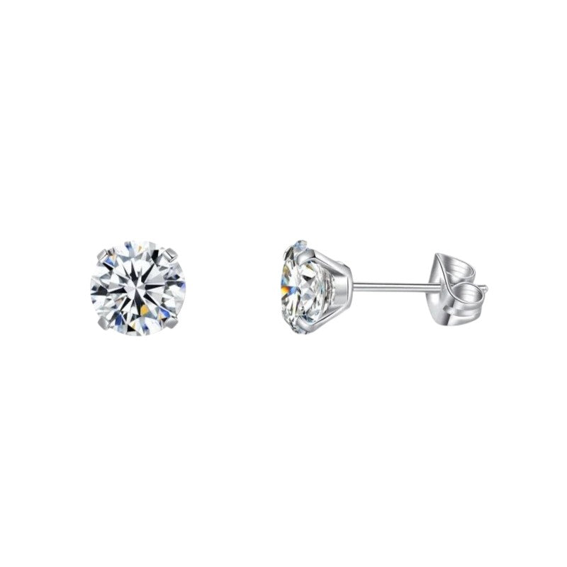 Elegant Titanium Earrings With Transparent Zirconia