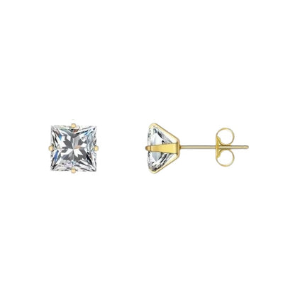 Steel Gold-Colored Square Earrings Transparent