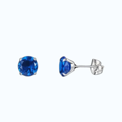 Titanium Earrings with Dark Blue Zirconia
