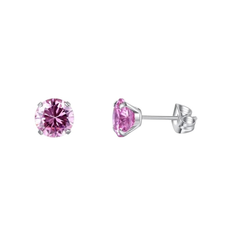 Titanium Earrings With Pink Zirconia