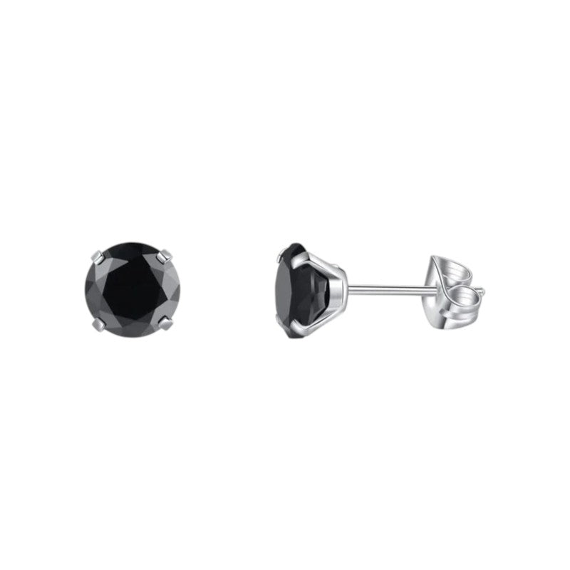 Boucles d'oreilles en titane avec zircon noir