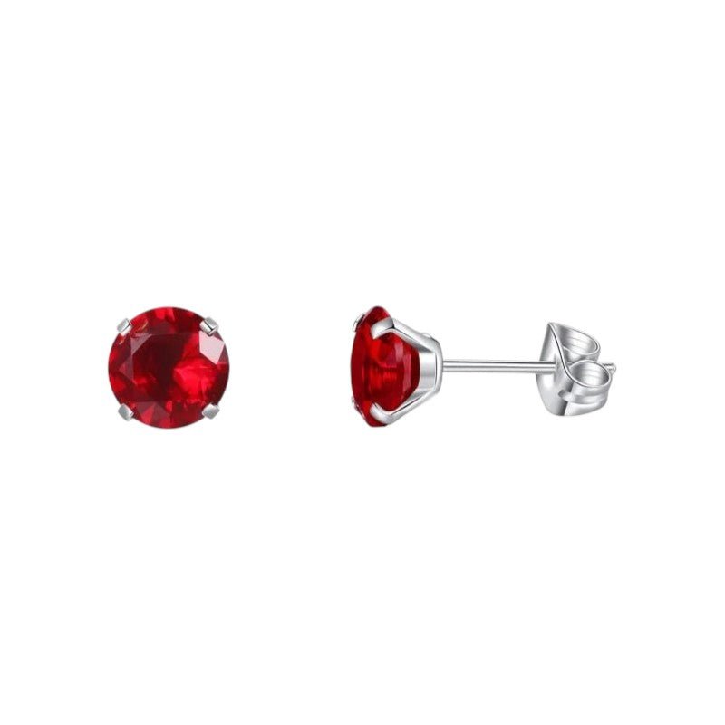 Titanium earrings zirconia red