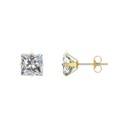 Steel Gold-Colored Square Earrings Transparent