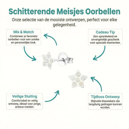 925 Sterling Zilveren Sterretjes Oorknopjes met Opaal Wit Kristal 5mm - Aramat Jewels - Oorbellen - cadeautip