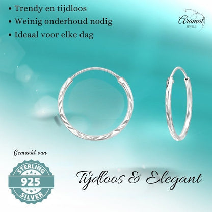 925 Zilveren Bewerkte Oorringen 20x1mm - oor1725 - 15041 - Oorringen kopen# - 1mm - 20mm
